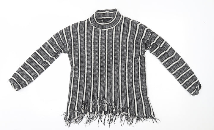 Topshop Womens Grey Striped  Pullover Jumper Size 10