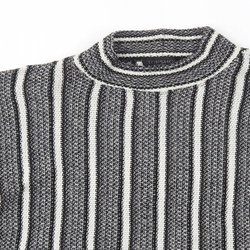 Topshop Womens Grey Striped  Pullover Jumper Size 10