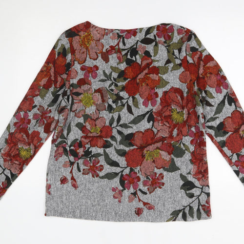 Nutmeg Womens Grey Floral  Pullover Jumper Size 16