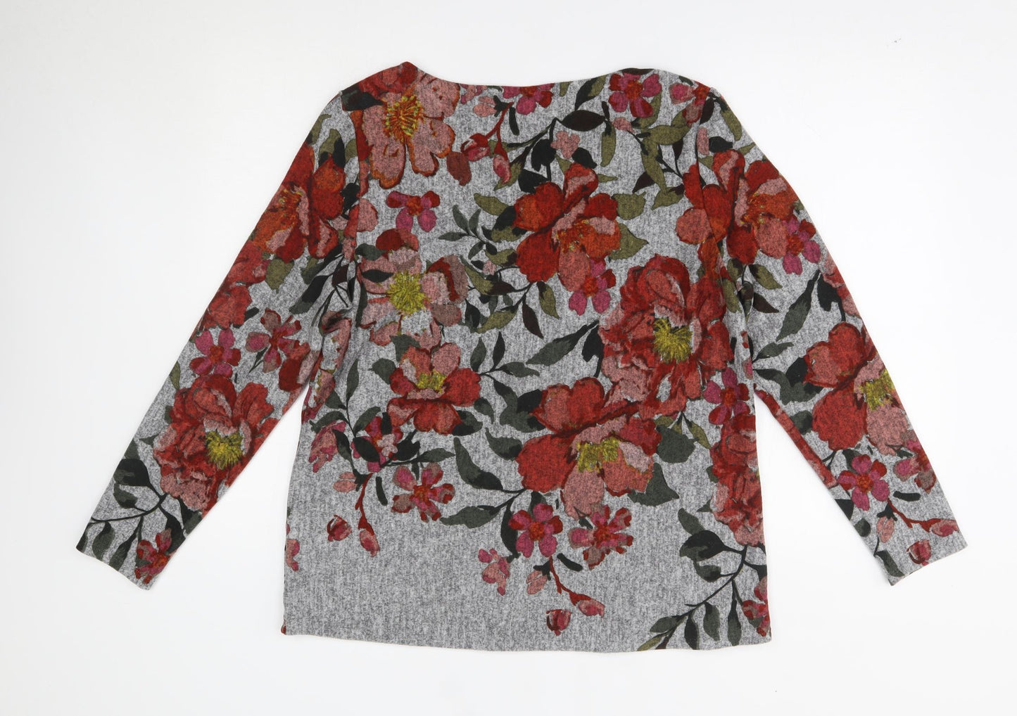 Nutmeg Womens Grey Floral  Pullover Jumper Size 16