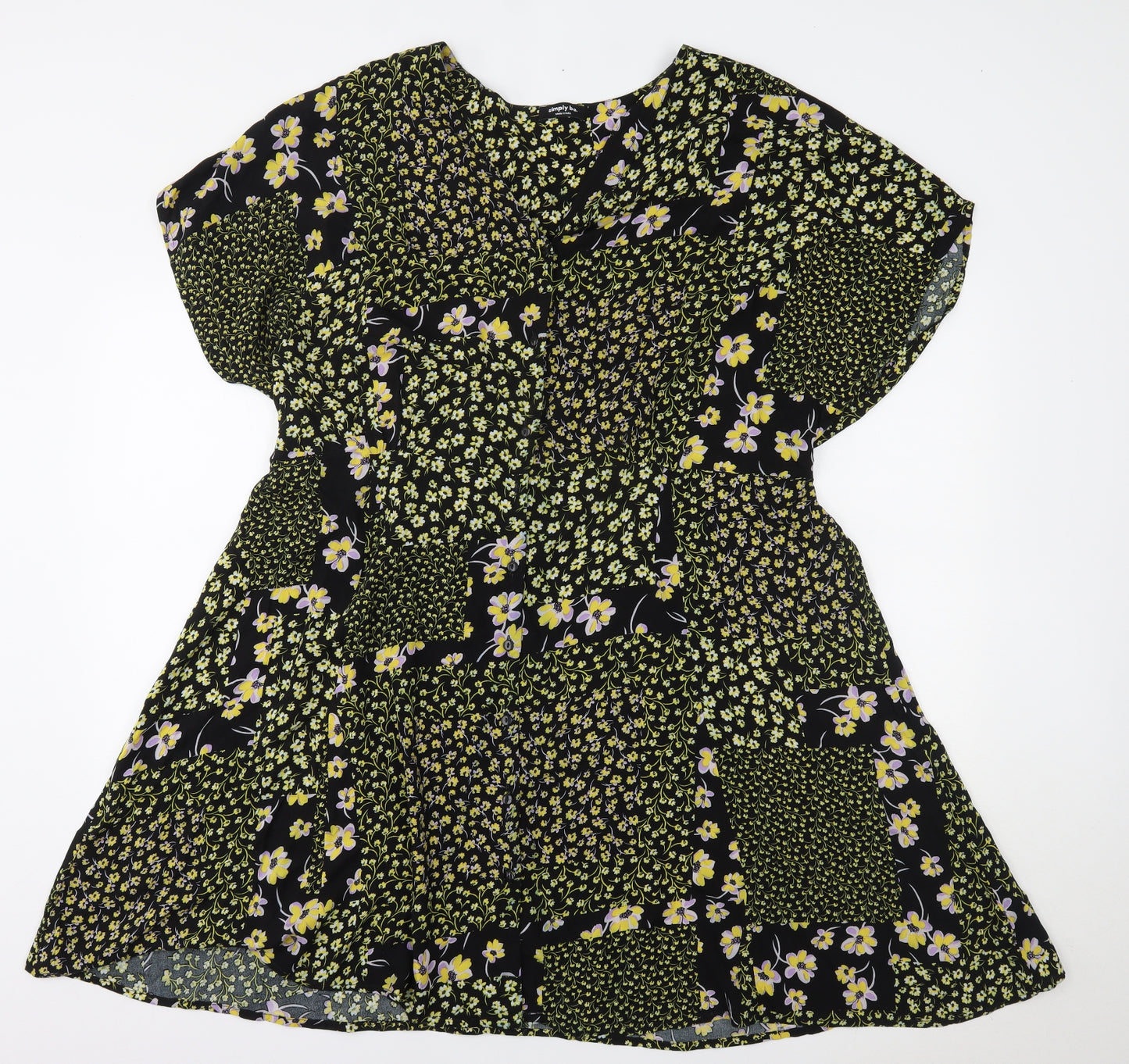 Simply Be Womens Black Floral  A-Line  Size 24