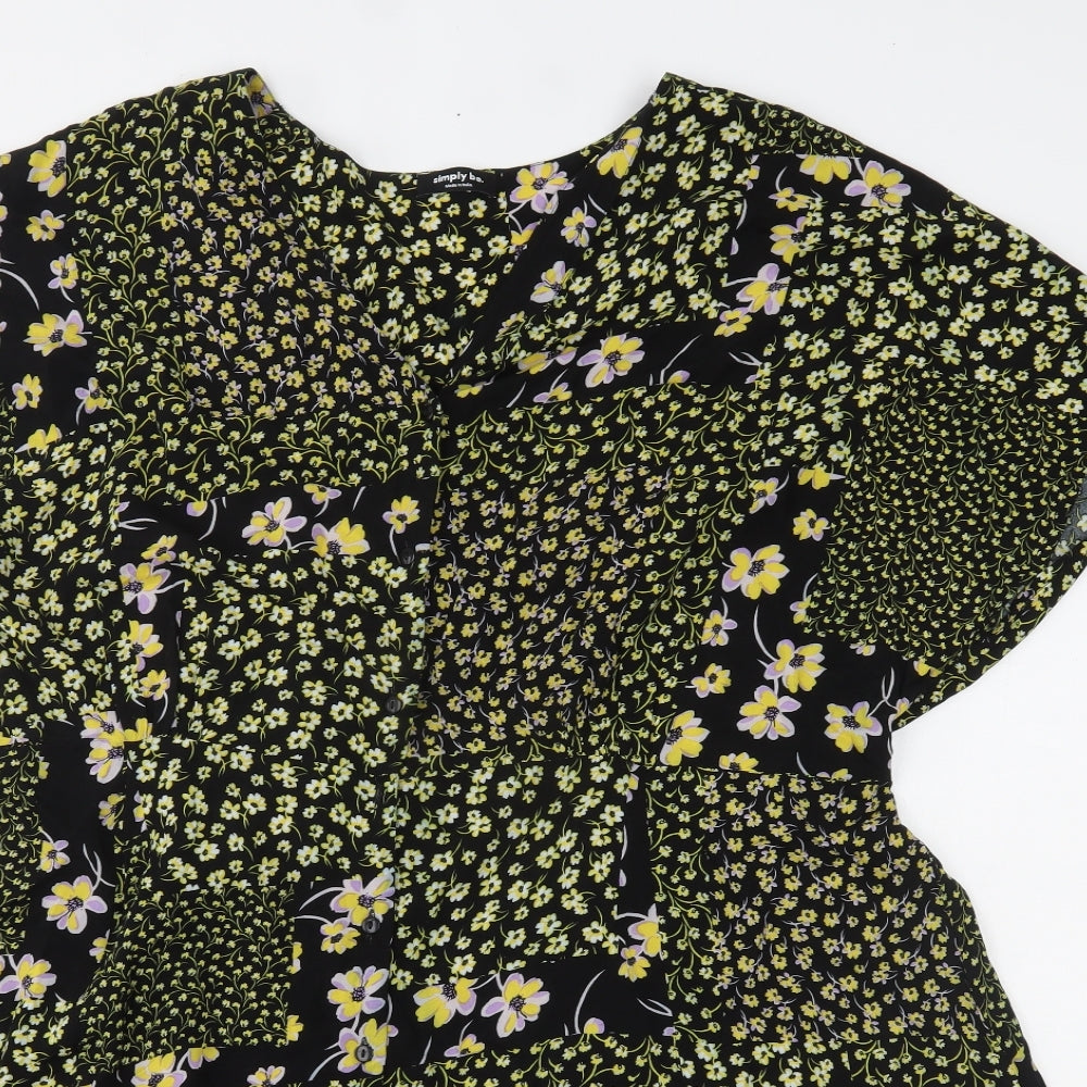 Simply Be Womens Black Floral  A-Line  Size 24