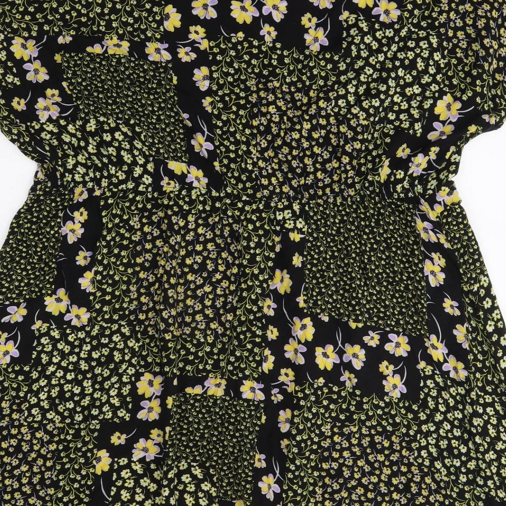 Simply Be Womens Black Floral  A-Line  Size 24