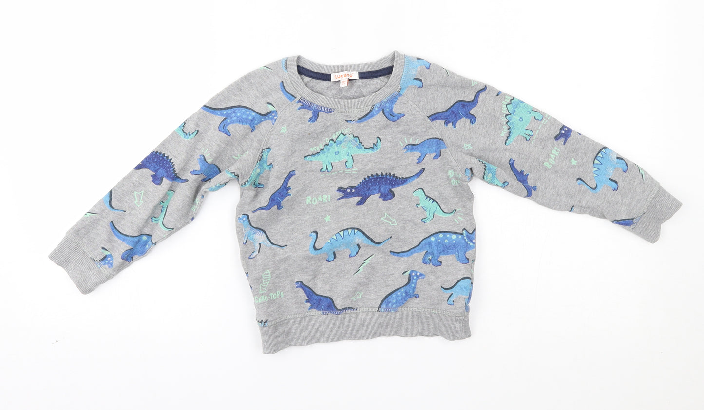 bluezoo Boys Grey   Pullover Jumper Size 3-4 Years  - dino pattern