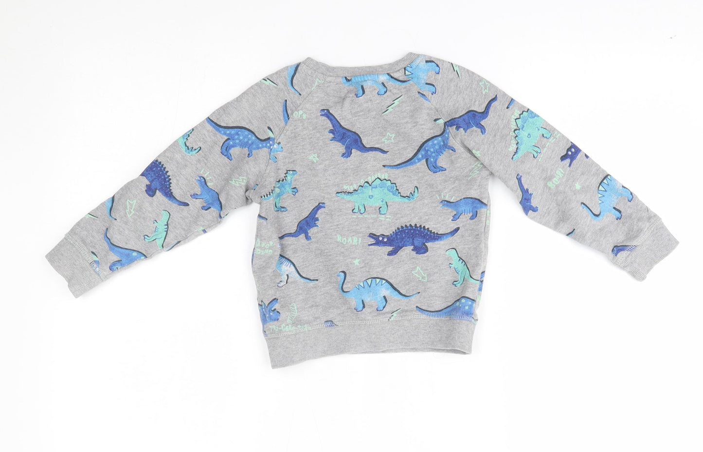 bluezoo Boys Grey   Pullover Jumper Size 3-4 Years  - dino pattern