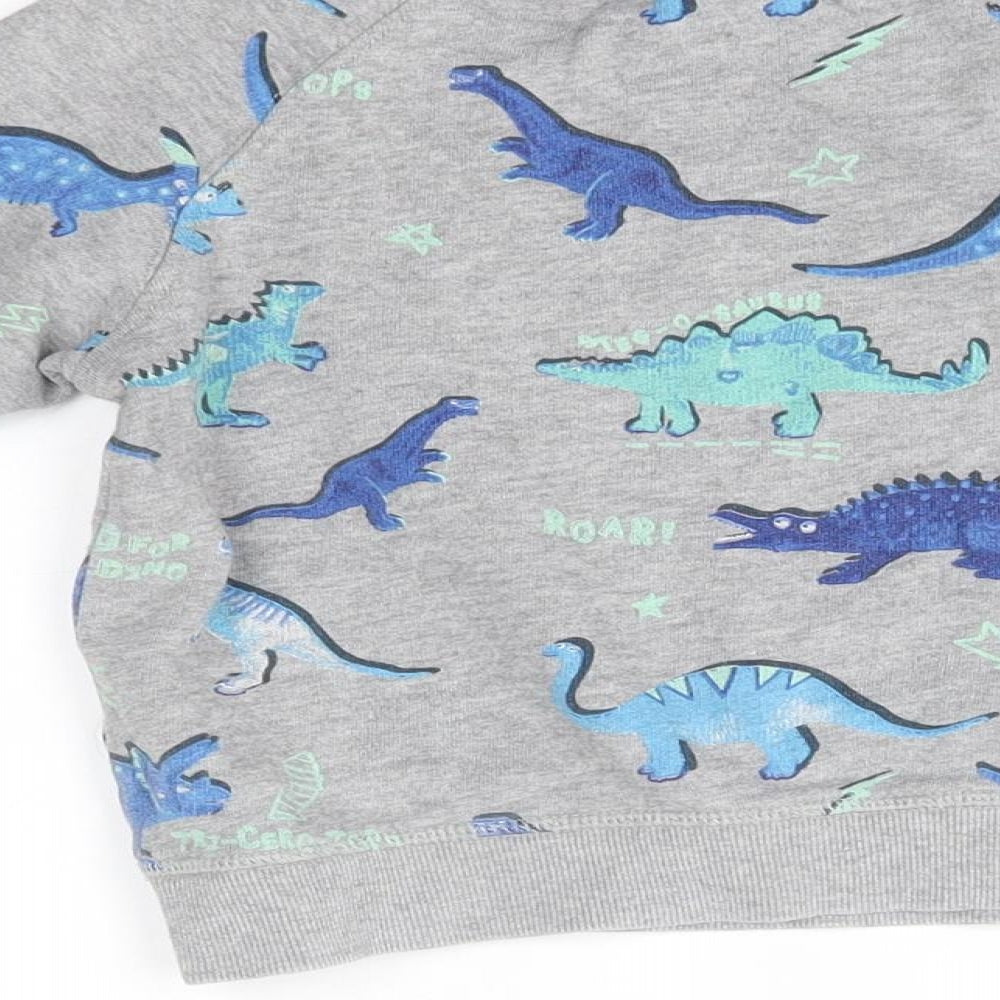 bluezoo Boys Grey   Pullover Jumper Size 3-4 Years  - dino pattern
