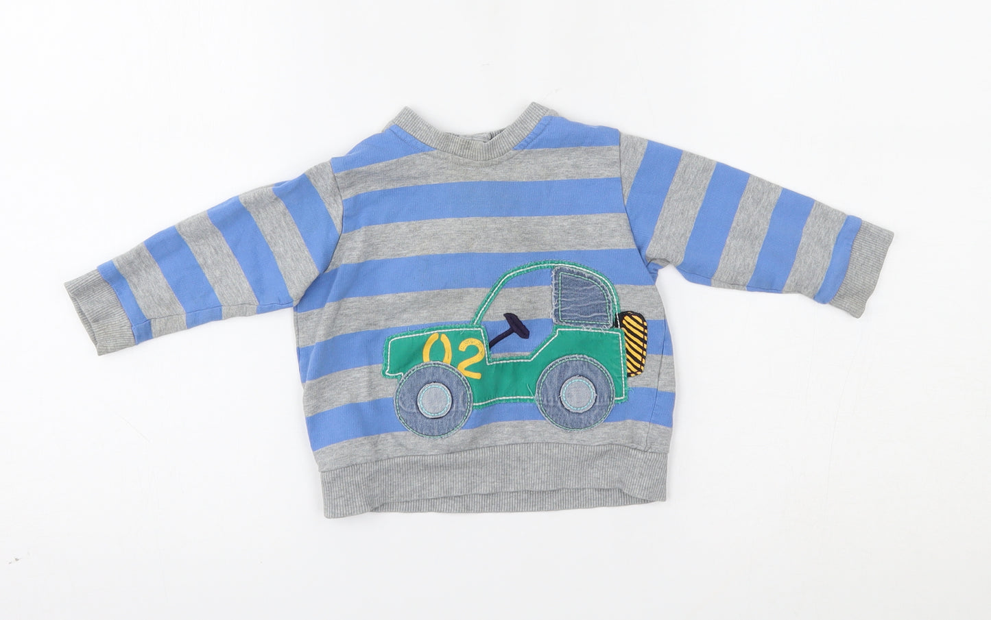 M&S Baby Grey Striped  Pullover Jumper Size 6-9 Months