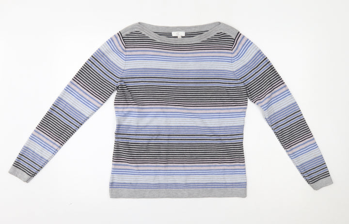 cc Womens Blue Striped Pullover Jumper Size M