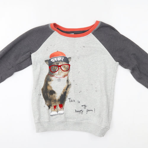 NEXT Girls Grey   Pullover Jumper Size 9 Years  - this is my happy face