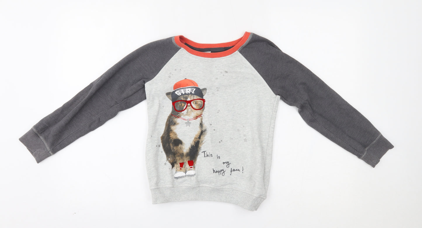 NEXT Girls Grey   Pullover Jumper Size 9 Years  - this is my happy face