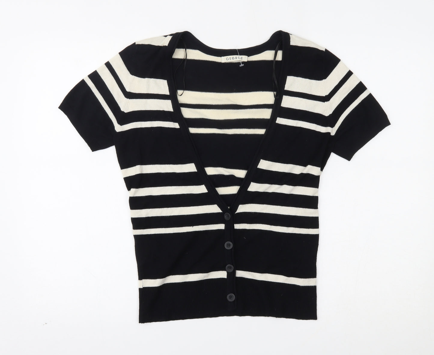 george' Womens Black Striped  Cardigan Jumper Size 12