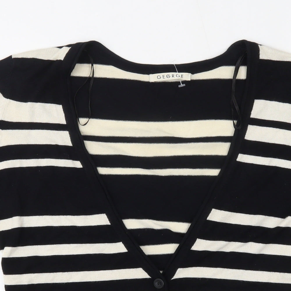 george' Womens Black Striped  Cardigan Jumper Size 12
