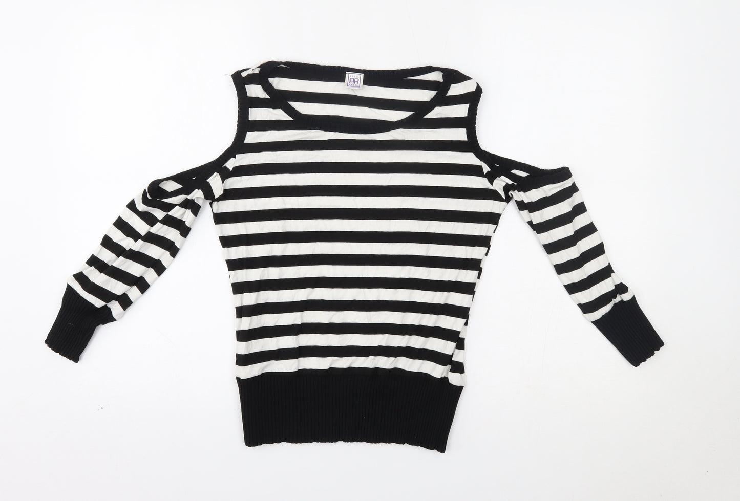 rebel rebel Womens White Striped  Pullover Jumper Size 12  - shoulder cut outs