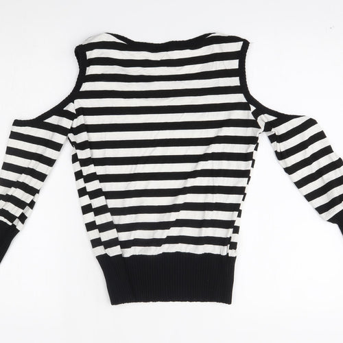 rebel rebel Womens White Striped  Pullover Jumper Size 12  - shoulder cut outs