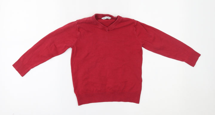 F&F Girls Red Pullover Jumper Size 5-6 Years