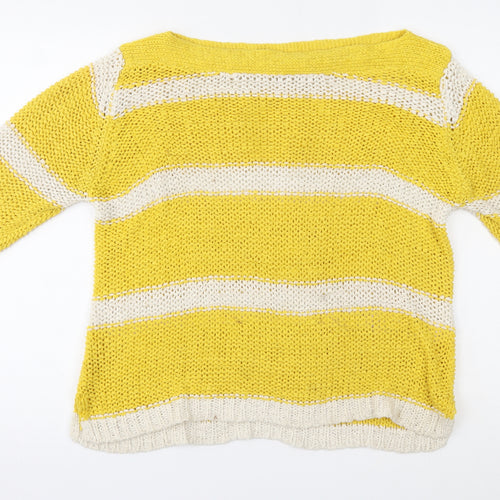 encuentro Womens Yellow Striped  Pullover Jumper Size M