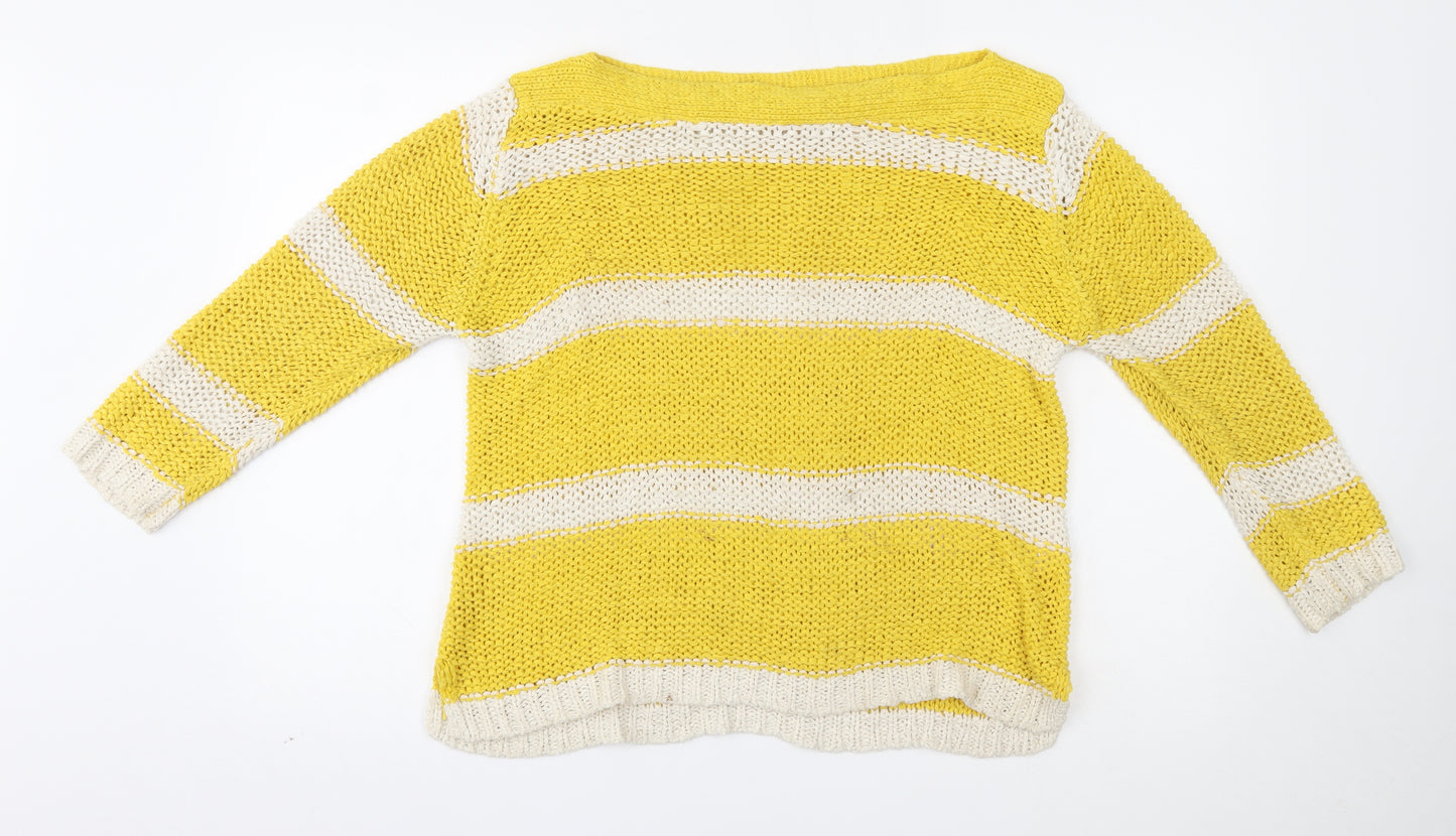 encuentro Womens Yellow Striped  Pullover Jumper Size M