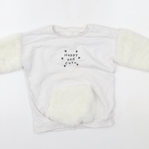 George Girls White   Pullover Sweatshirt Size 2-3 Years  - happy and cute