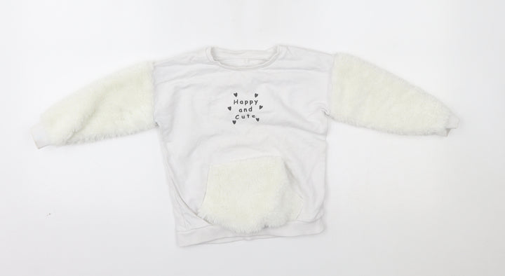George Girls White Pullover Sweatshirt Size 2-3 Years - happy and cute