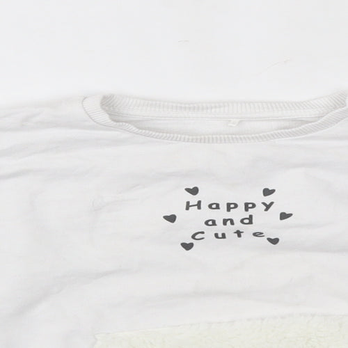 George Girls White   Pullover Sweatshirt Size 2-3 Years  - happy and cute