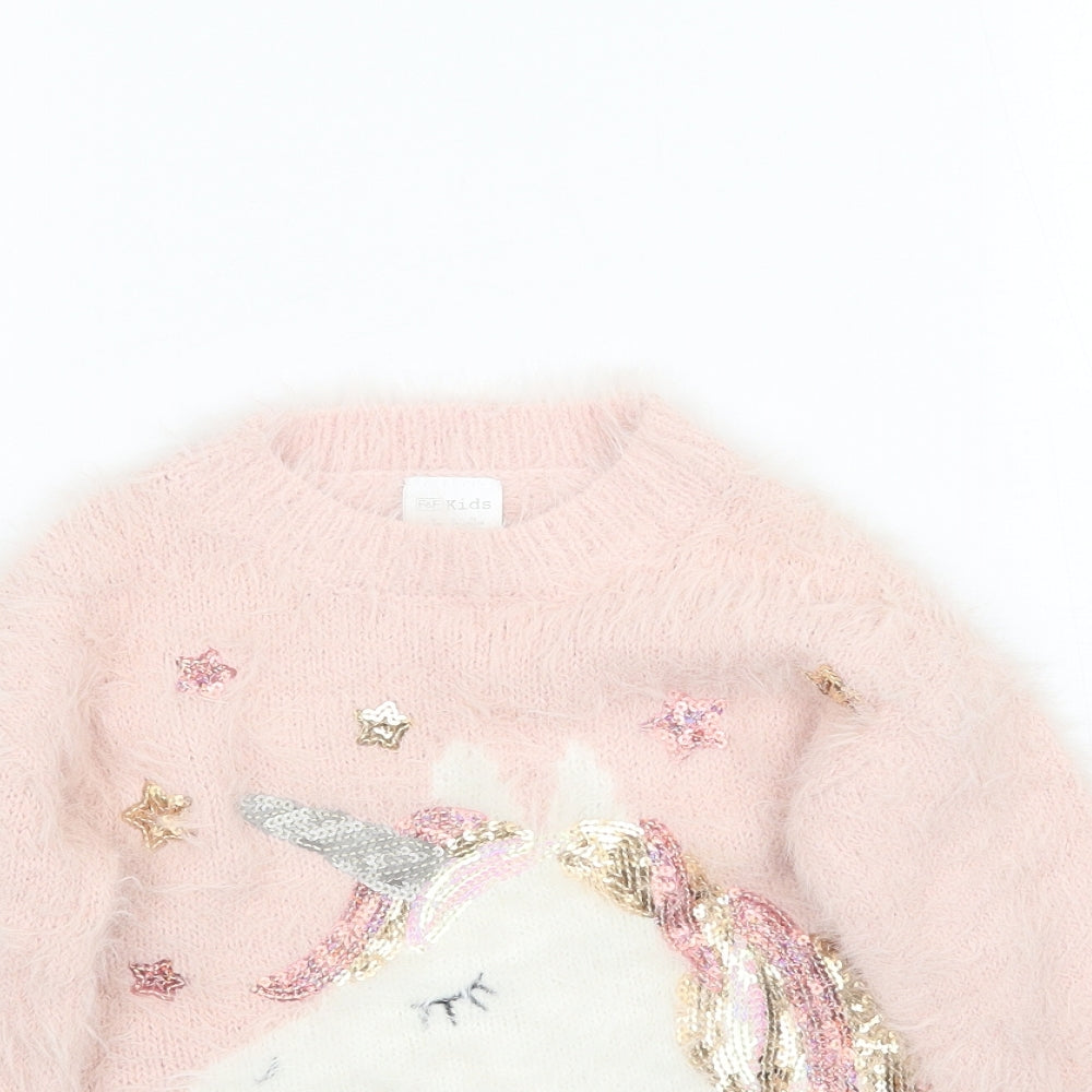 F&F Girls Pink  Knit Pullover Jumper Size 18-24 Months  - Unicorn