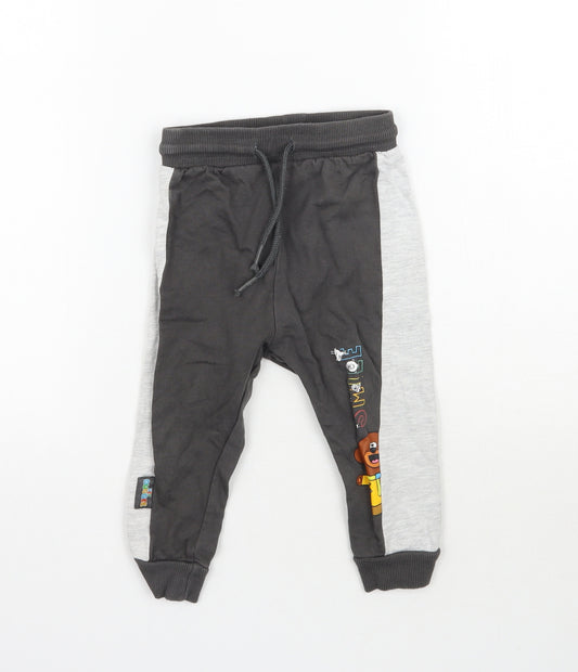 Front view of George Baby Grey Jogger Trousers, size 12-18, Months - Smile