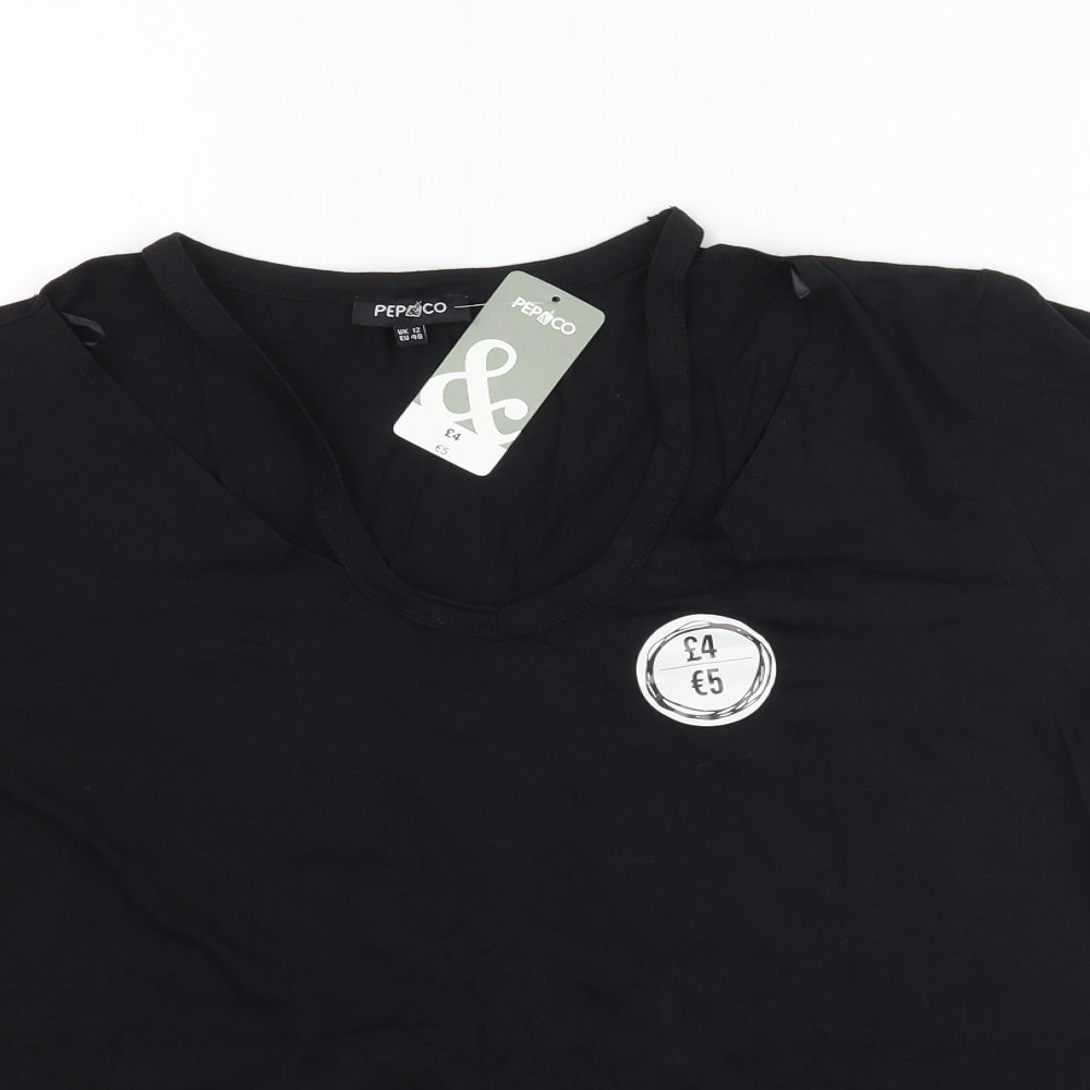 Pep&Co Womens Black   Basic T-Shirt Size 12