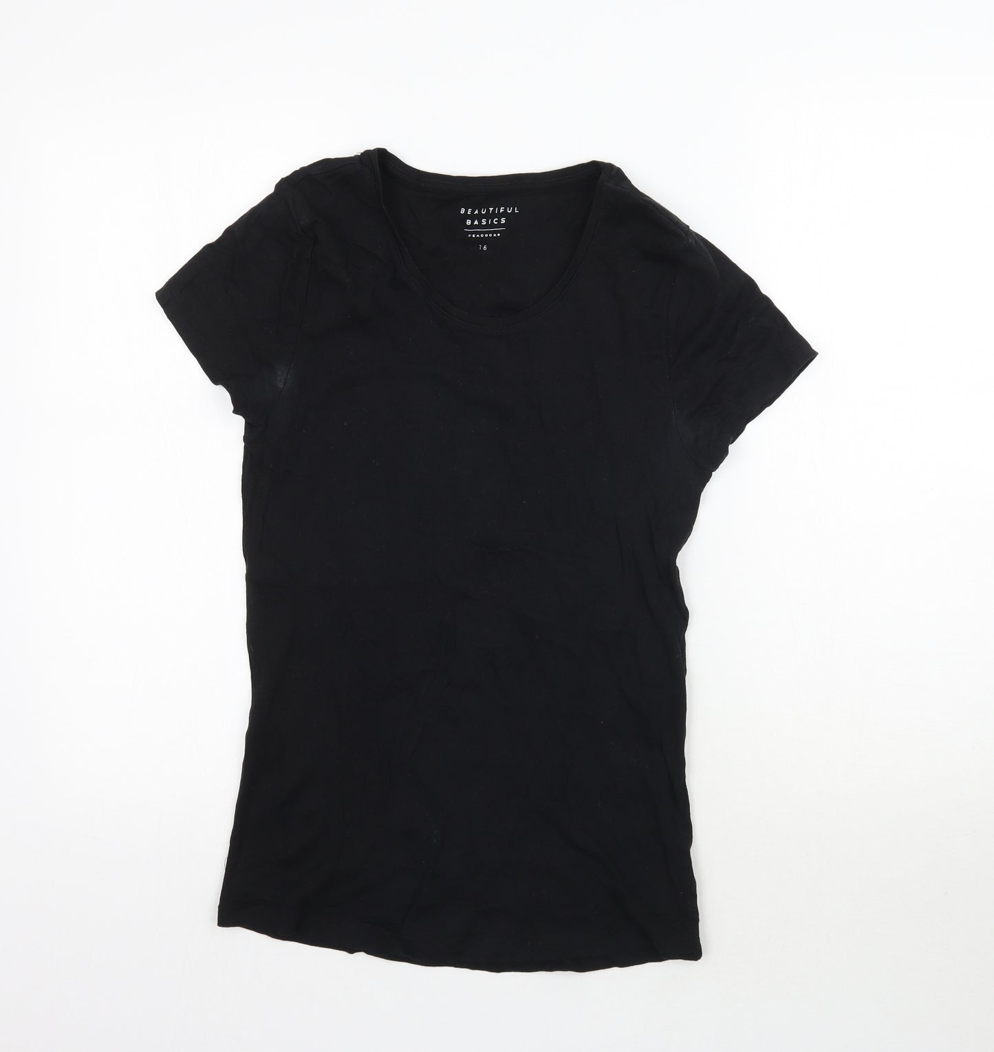 Peacocks Womens Black   Basic T-Shirt Size 16