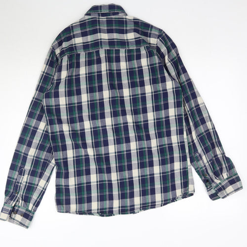 Peacocks Mens Blue Plaid   Button-Up Size M