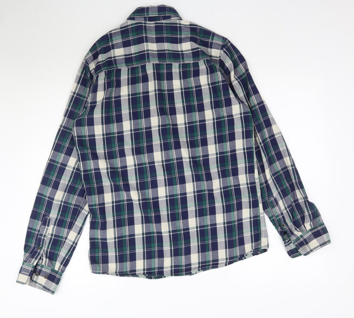 Peacocks Mens Blue Plaid   Button-Up Size M