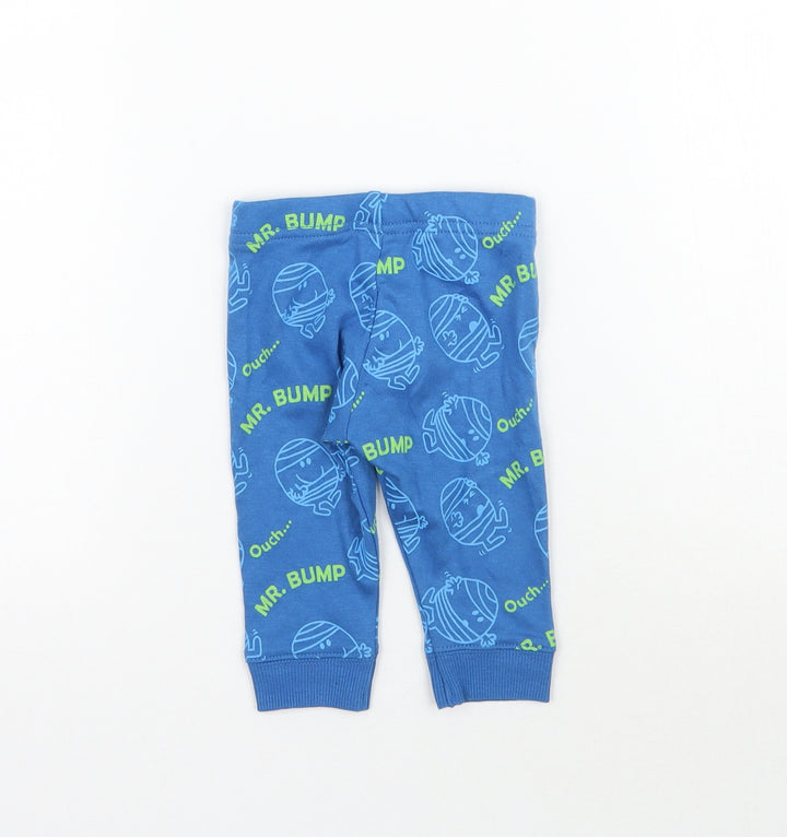 F&F Baby Blue Jogger Trousers Size 0-3 Months - Mr Men Leggings