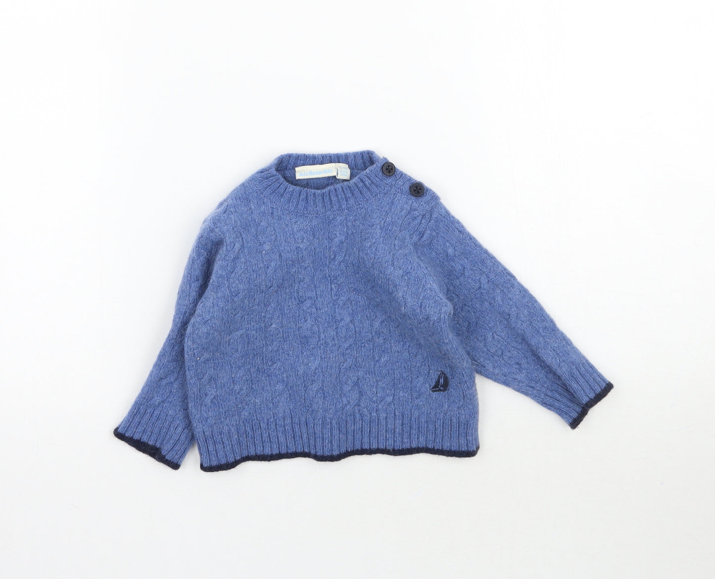 JoJo Maman Bébé Baby Blue  Knit Pullover Jumper Size 12-18 Months