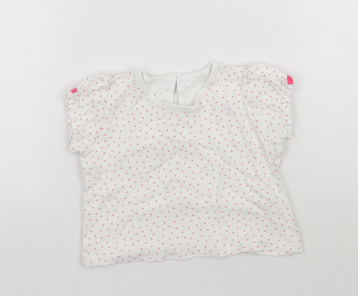 George Baby White Polka Dot Basic T-Shirt Size 9-12 Months