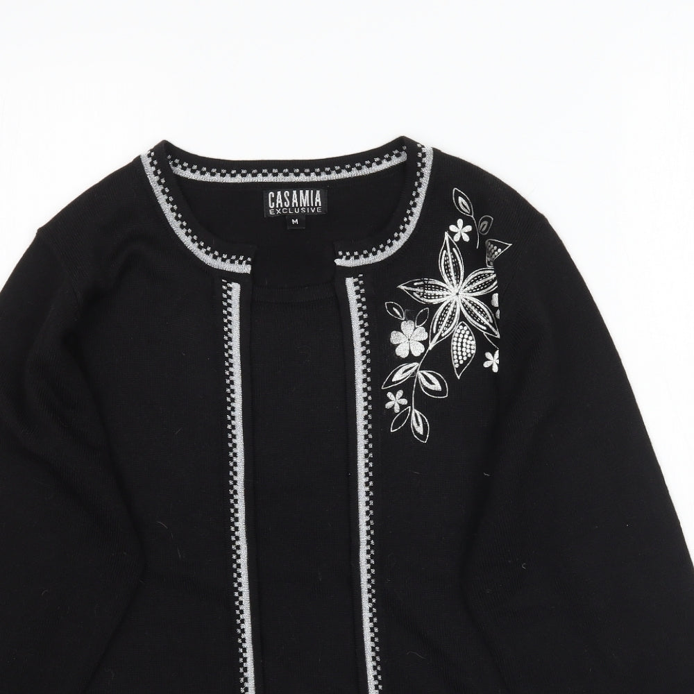 Casamia Womens Black  Knit Pullover Jumper Size M
