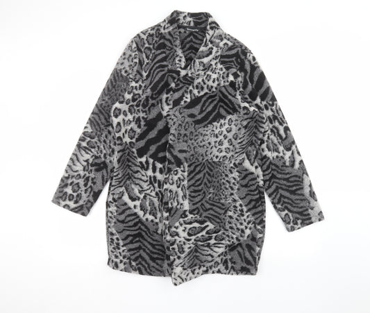 Front view of Bonmarché women’s grey animal print jacket, size UK 12