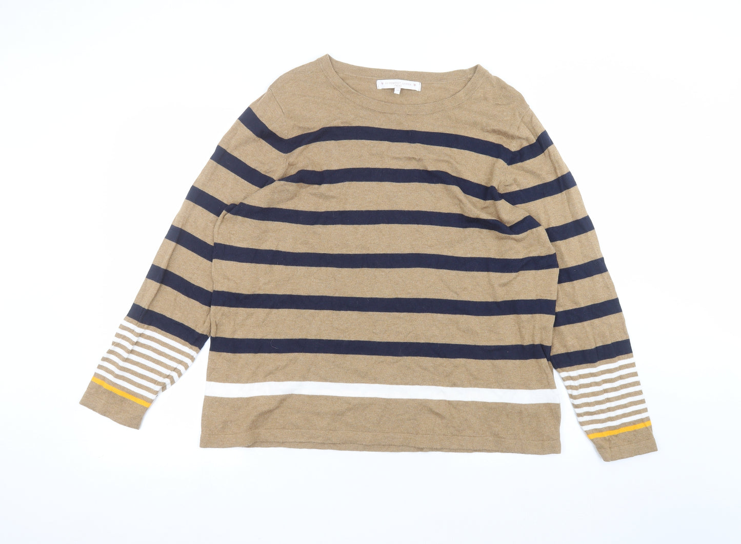 NEXT Womens Brown Striped  Basic T-Shirt Size 20