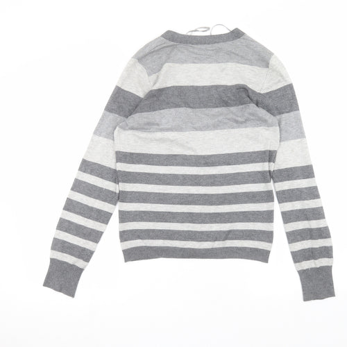 BHS Womens Grey Striped  Cardigan Jumper Size 12