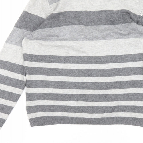 BHS Womens Grey Striped  Cardigan Jumper Size 12