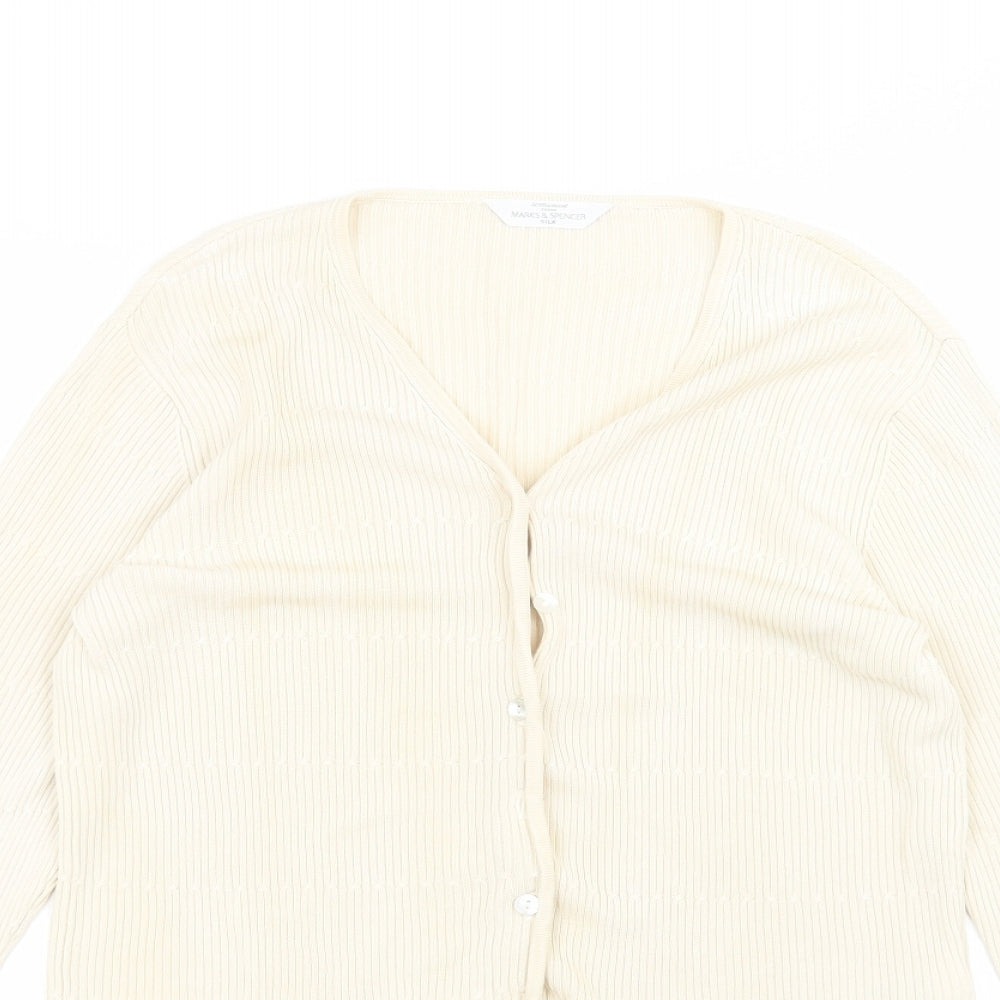 Marks and Spencer Womens Beige   Cardigan Jumper Size 14