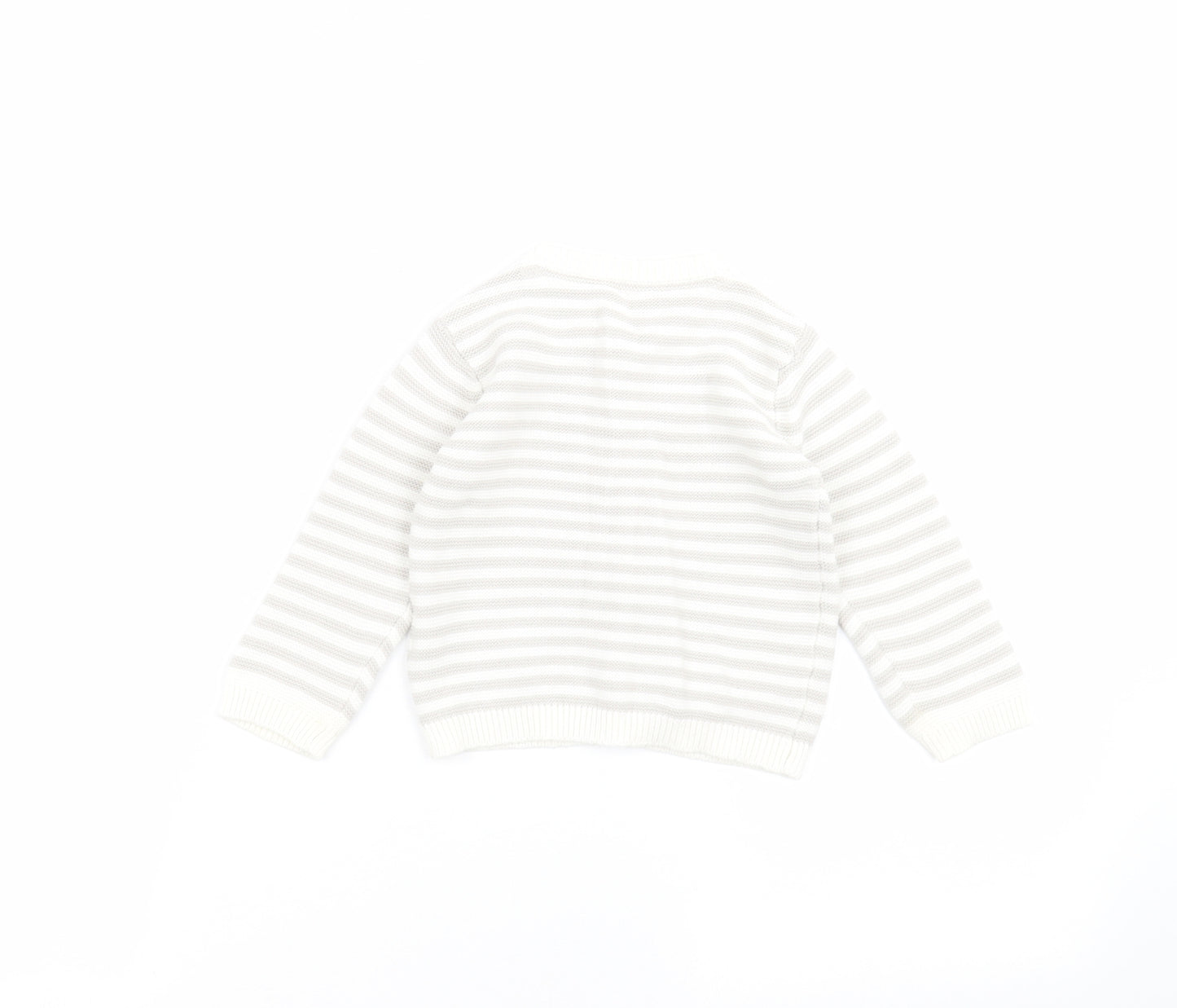 Marks and Spencer Baby White Striped  Cardigan Jumper Size 6-9 Months