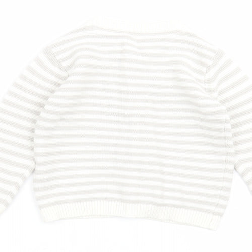 Marks and Spencer Baby White Striped  Cardigan Jumper Size 6-9 Months