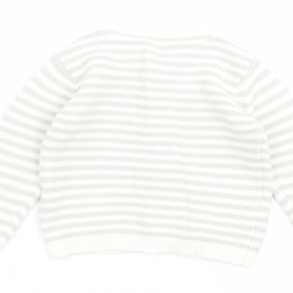 Marks and Spencer Baby White Striped  Cardigan Jumper Size 6-9 Months