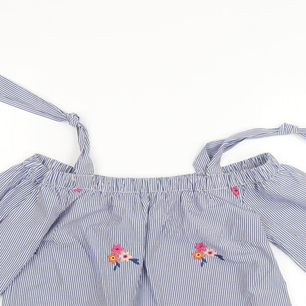 Dorothy Perkins Womens Blue Striped  Basic Blouse Size 8