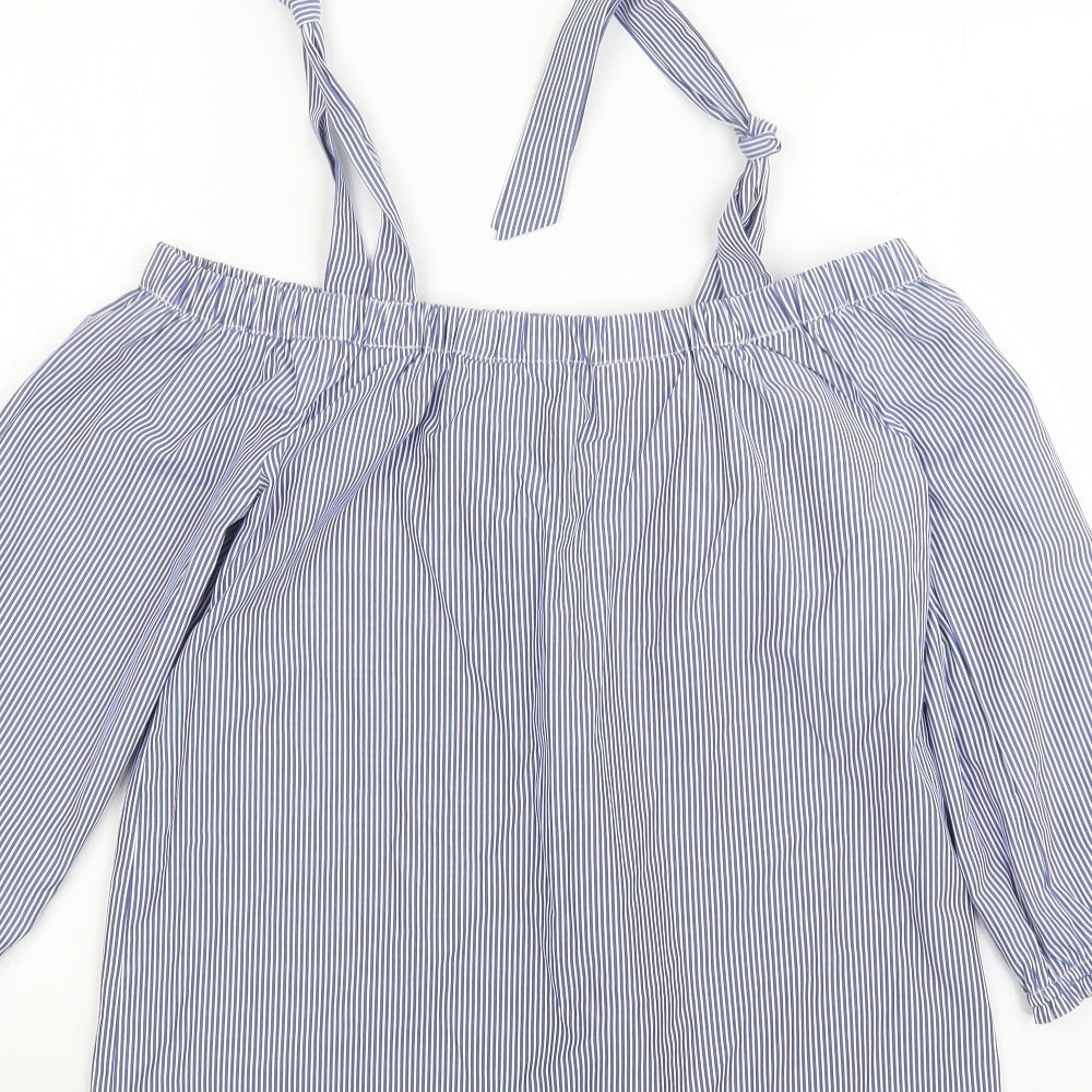 Dorothy Perkins Womens Blue Striped  Basic Blouse Size 8