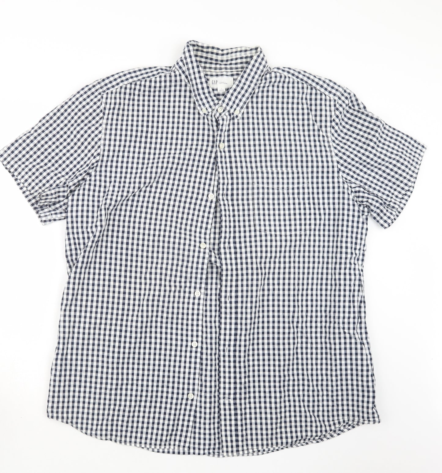 Gap Mens Blue Check   Button-Up Size XL