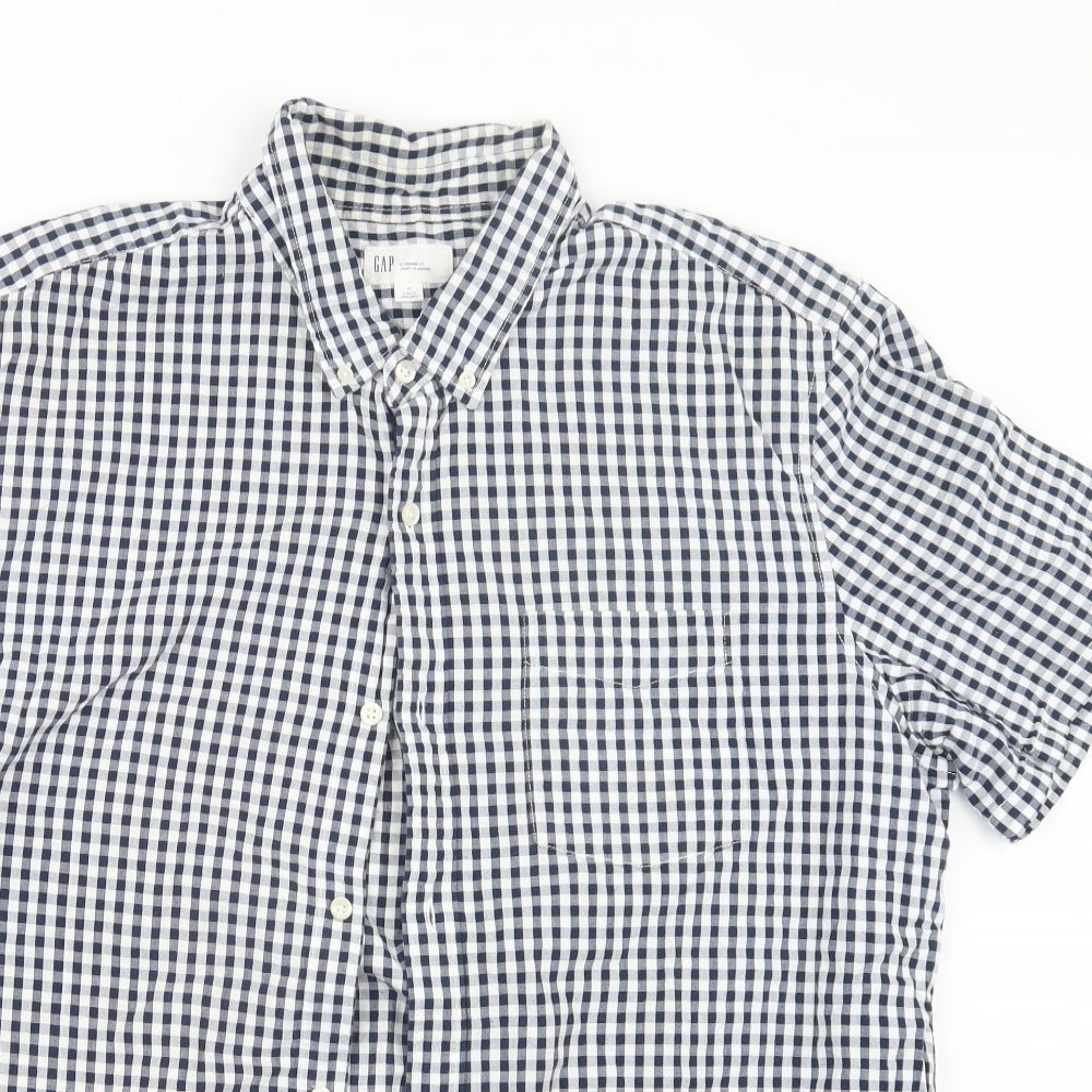 Gap Mens Blue Check   Button-Up Size XL