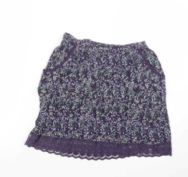 Marks and Spencer Womens Purple Floral A-Line Skirt Size 8
