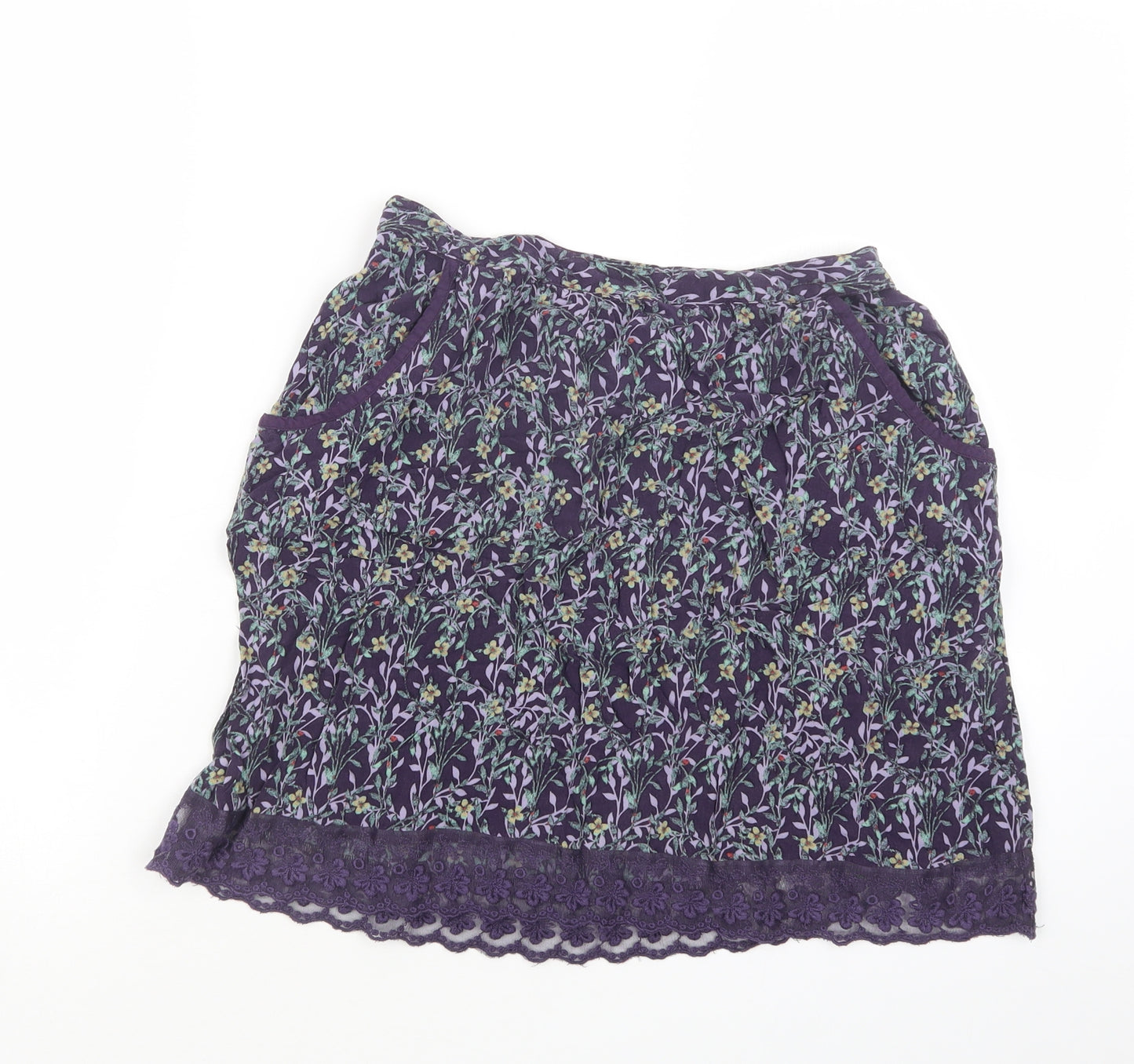 Marks and Spencer Womens Purple Floral  A-Line Skirt Size 8
