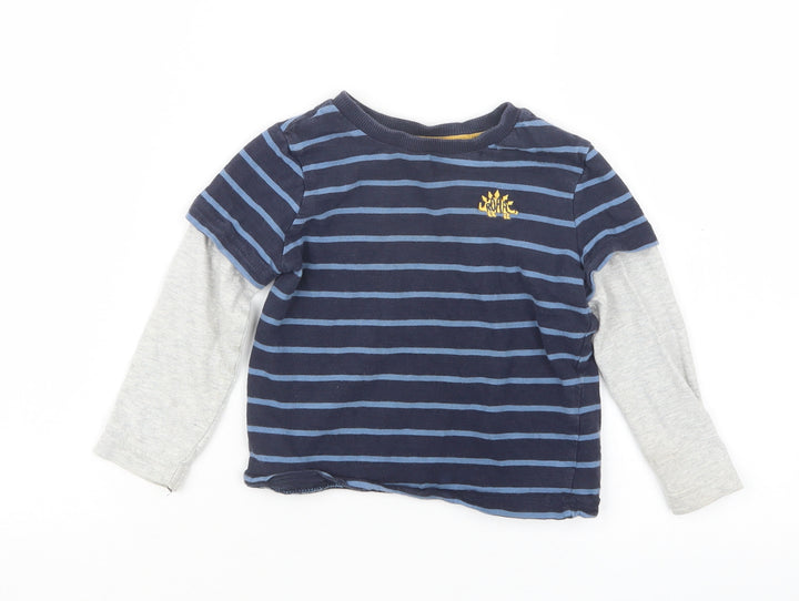 F&F Boys Blue Striped Basic T-Shirt Size 12-18 Months