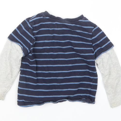 F&F Boys Blue Striped  Basic T-Shirt Size 12-18 Months